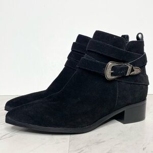 New! Marc Fisher Yandi Western Black Suede Bootie 8M